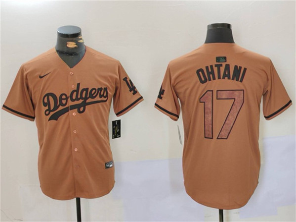 Los Angeles Dodgers #17 Shohei Ohtani Brown Cool Base Stitched Jersey - Click Image to Close